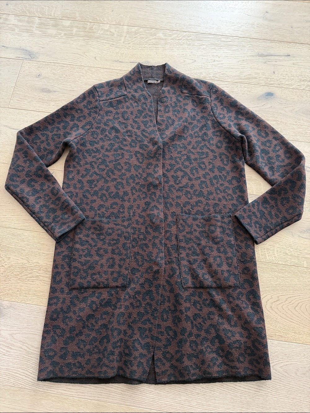 J.McLauglin Coatigan Animal Print Wool Blend Long Cardigan Jacket Sweater Medium